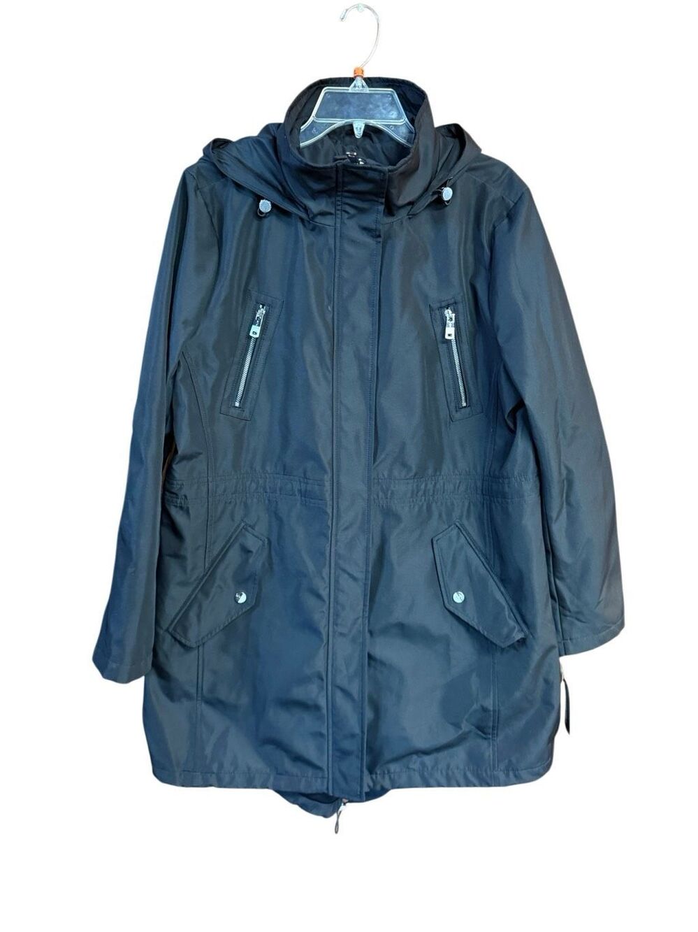 Kenneth Cole New York Women's Black Hooded Utility Parka Jacket - Size XL